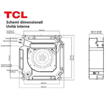 Climatiseur cassettes TCL 4 Ways Standard 24000 BTU [MT2411 + MN24SS1]