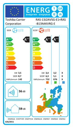 Climatiseur Mural Toshiba Haori 12000 BTU [RAS-13J2AVSG-E1 + RAS-B13N4KVRG-E]
