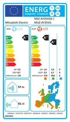 Climatiseur Mural Mitsubishi Electric MSZ-AY 12000 BTU [MUZ-AY35VG + MSZ-AY35VGK]