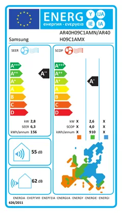 Climatiseur Mural Samsung AR35 Wi-Fi 9000 BTU [AR40H09C1AMXEU + AR40H09C1AMNEU]
