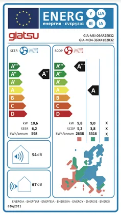 Air Conditionné Multi Split Giatsu Aroma 3 9000+9000+18000 BTU [GIA-MO4-36IX41B2R32 + 2 x GIA-MSI-09AR3R32 + GIA-MSI-18AR3R32]