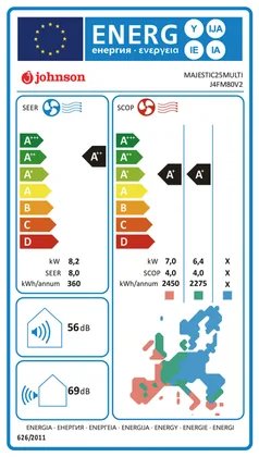Air Conditionné Multi Split Johnson JCMV3 18000+18000 BTU [J4FM80V2 + 2 x JCM52M2K]