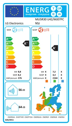 Air Conditionné Multi Split LG Multi Inverter 4 vías 18000+18000 BTU [MU5R30.U36A + 2 x CT18F.NQ0]