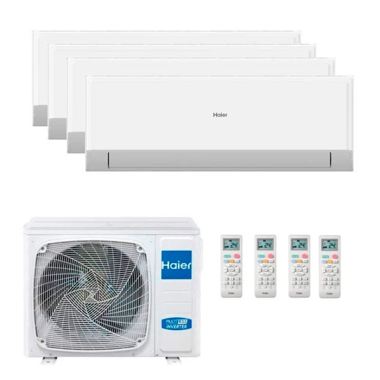 Air Conditionné Multi Split Haier Geos R Plus 9000+9000+12000+12000 BTU [5U105S2SS5FA + 2 x AS25RBAHRA-3 + 2 x AS35RBAHRA-4]