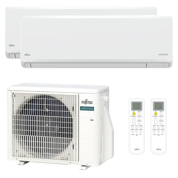Air Conditionné Multi Split Fujitsu Serie KN 18000 BTU [AOY50M2-KB + ASEH09KNCA + ASEH12KNCA]